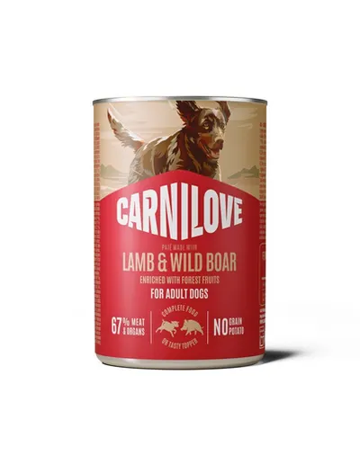 Hrană umedă câini CARNILOVE Dog Can 400 g miel și mistreț, pate