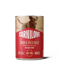 Hrană umedă câini CARNILOVE Dog Can 400 g miel și mistreț, pate