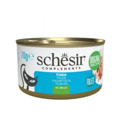 SCHESIR Complementary In Jelly, Ton, conservă hrană umedă pisici, (în aspic), 70g