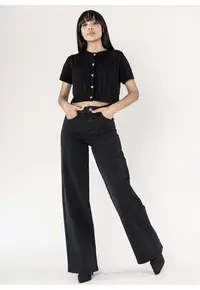 Pantaloni negri Evazati B-J251-1 M9 11679 - Negru