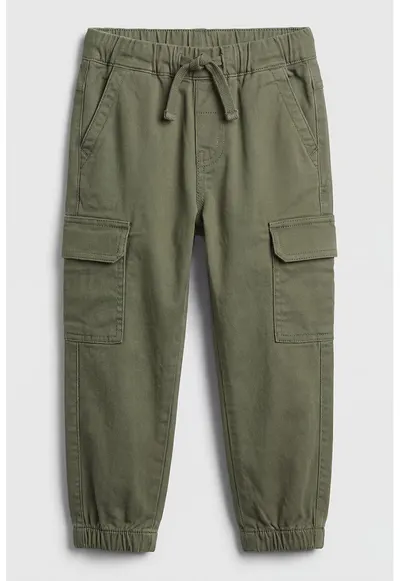 Pantaloni cargo cu talie ajustabila - Verde sparanghel