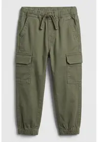 Pantaloni cargo cu talie ajustabila - Verde sparanghel