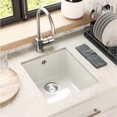 vidaXL Chiuvetă 80% Quartz și 20% Rășină 370 x 460 mm Alb
