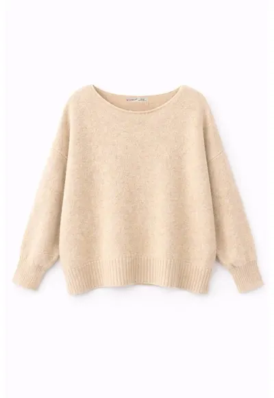 Pulover dama supradimensionat - bej natural - 100% poliester