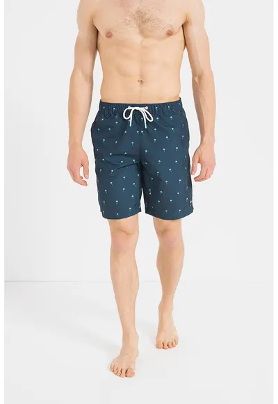 Pantaloni scurti de baie cu snur de ajustare si buzunare - Bleumarin