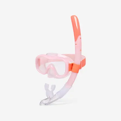 Kit scufundare mască anti-aburire și tub supapă snorkeling 100 Roz Adulți