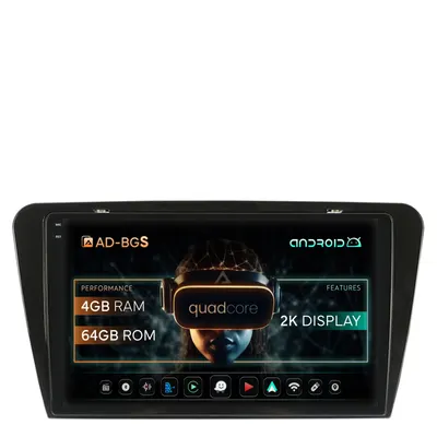 Navigatie 2K Skoda Octavia 3 (2013-2018), Android, S-Quadcore 4GB RAM + 64GB ROM, 10.36 Inch - AD-BGS100042K+AD-BGRKIT026