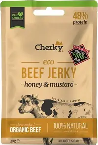 Carne de vită uscată organică, miere și muștar, 30 g, Cherky