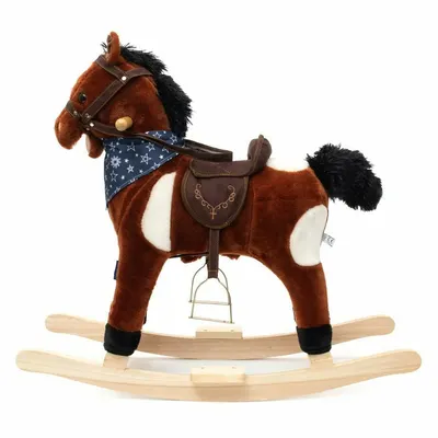Calut balansoar din plus Baby Mix cu melodie de cowboy si efect de galop Arthur maro deschis