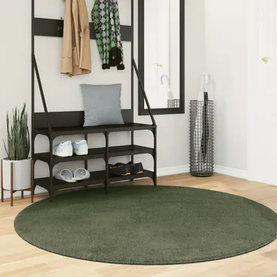 vidaXL Covor HUARTE, fir scurt, moale și lavabil, verde pădure Ø 160cm