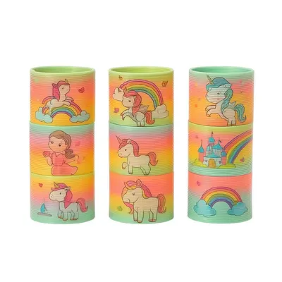 Set 12 Springuri Rainbow cu Unicorni , Jucarie Colorata pentru Copii