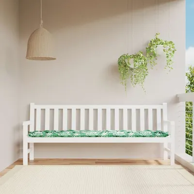 vidaXL Pernă pentru bancă de grădină cu model frunze, 200x50x7 cm, material Oxford