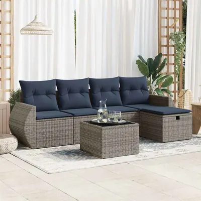 Gossi set mobilier gradina cu perne, 6 piese, gri, poliratan
