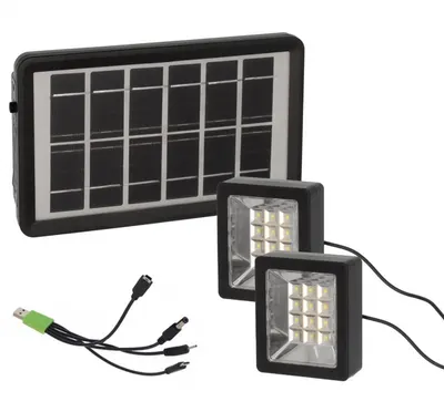 Set proiector solar cu LED 12 SMD 3W alb rece 6000K cu panou si port de incarcare USB Q D630 Andowl