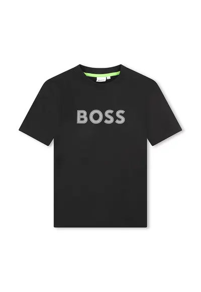Tricou cu imprimeu logo si decolteu la baza gatului - Negru/Gri deschis