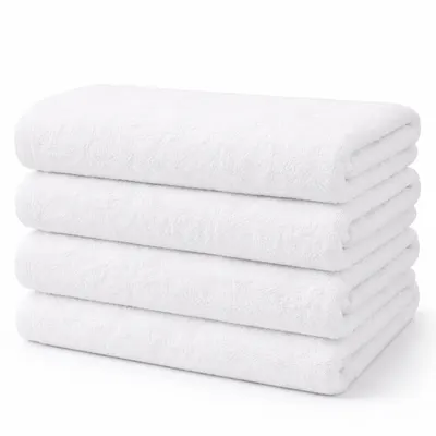 Set 4 prosoape mari 90x180cm tip Cearsaf de Baie SPA, din 100% bumbac pakistanez, 600g, Premium Hotel Collection, Alb