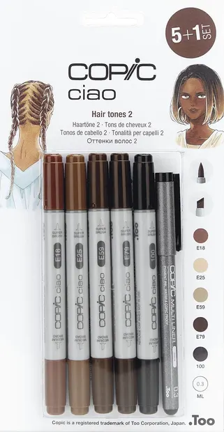 Set de markere Copic Ciao - culori carne închisă, 5+1
