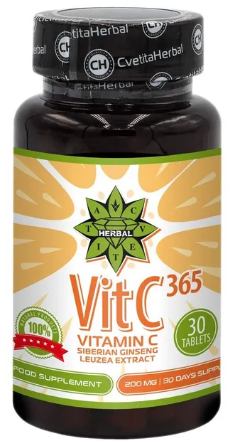 VitC 365, 200 mg, 30 tablete, Cvetita Herbal
