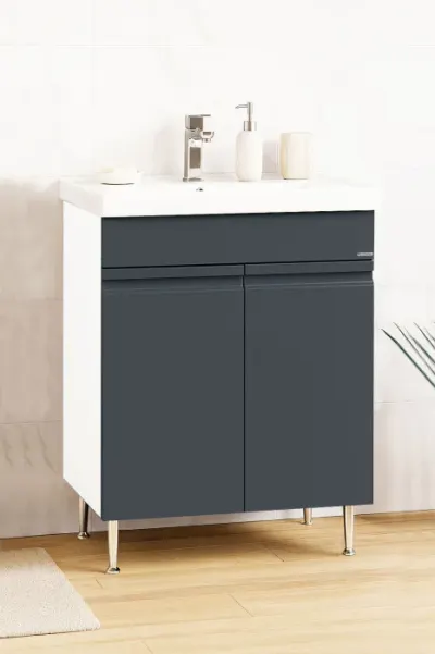 Set Baza front MDF si Lavoar seria 786, 60 cm, antracit