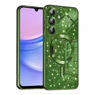 Husa MagSafe pentru Samsung Galaxy A15 5G A156 / A15 A155, Techsuit, Luxury Glitter, Verde Inchis