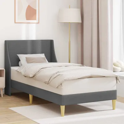 vidaXL Cadru de pat Simplu Gri închis 90 x 200 cm țesătură