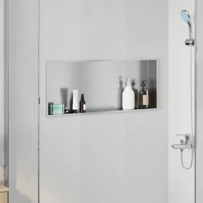 vidaXL Nisă de Duș Argintiu 75 x 30 x 9,5 cm Oţel inoxidabil