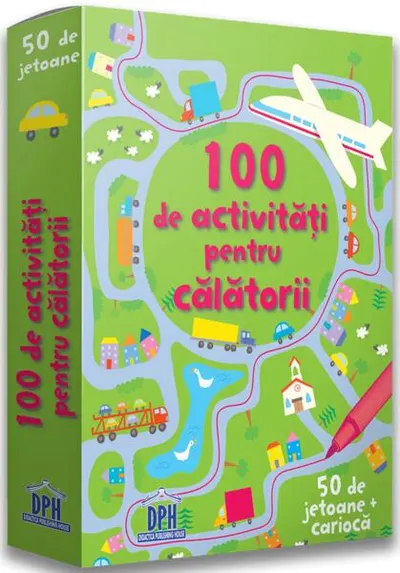 100 de activități pentru călătorii. 50 de jetoane + cariocă - Paperback - ***
