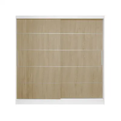 Dulap CORFU 03, usi glisante, corp alb + usi somona, 200x60x200 cm