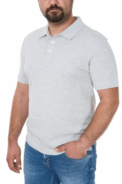 Tricou polo clasic, big size, Patrik, gri melange (Marime tricou: M)