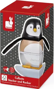 Jucarie din lemn, de asamblat Janod - Pinguin care se balanseaza