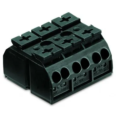 4-conductor chassis-mount terminal strip; 3-pole; without ground contact; 4 mm²; 4,00 mm²; black