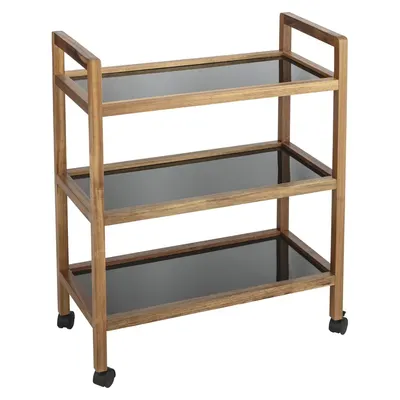 Etajeră de baie neagră/în culoare naturală din lemn de acacia 65x76,5 cm Fondi – Wenko