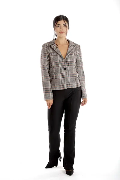 Sacou cadrilat dama DI23S50 bordo/turcoaz/bej, Dress to Impress | marimea 42