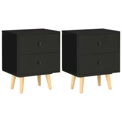 vidaXL Noptiere, 2 buc., negru, 40 x 30 x 50 cm, lemn masiv de pin