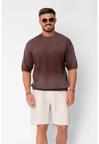Bluza subtire tricotata maneca scurta Brown 21257 - Maro
