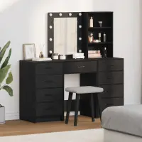 vidaXL Masă de Machiaj 3 buc. Negru 40 x 41 x 135 cm Lemn prelucrat