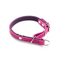 Zgarda combi culisanta din piele cu opritor - Roz-Mov - 45 cm