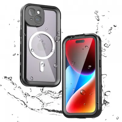 Husa Waterproof MagSafe pentru Apple iPhone 15, ShellBox, Neagra