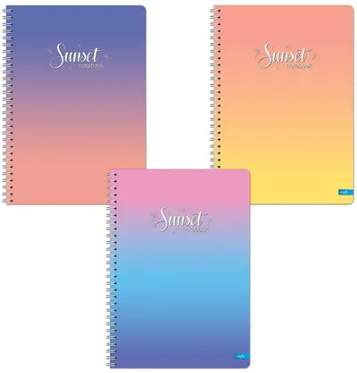 Caiet cu spirală Lastva - Sunset, A5, 60 de coli, rânduri late, sortiment
