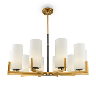 Lustra Fortano - H(min) 540mm, H(max) 764mm, ⌀ 860mm , White, 10 X E27 (40W), Metal, Glass, IP20, 8.7kg