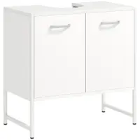 HOMCOM Dulap pentru sub lavoar, mobilier de baie cu 2 uși cu închidere lentă și raft reglabil, alb | Aosom Romania