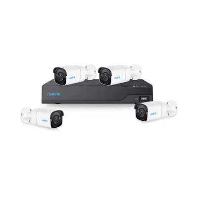 Sistem supraveghere exterior IP basic Reolink KIT-RLK-4EXTIP-5MP-30M-P-M, 4 camere, 5 MP, IR 30 m, 4 mm, slot card, detectie oameni/vehicule, microfon, PoE, HDD 2 TB