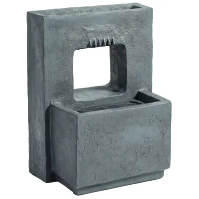 Outsunny Fântână arteziană în 2 trepte, fântână de grădină cu iluminare LED, ghiveci pentru plante, pompă, aspect piatră, reglabil 45 x 31,5 x 58,5 cm | Aosom Romania