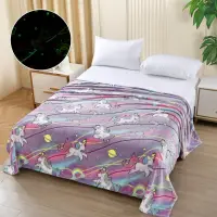 Patura Cocolino Pufoasa, Premium, cu Model Fluorescent, 200x230 cm – Confort si Eleganta de la Johny Home Pucioasa, Mov, Planete si Unicorni