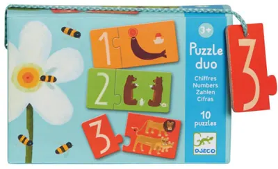 Puzzle educativ Djeco Duo din 20 de piese - Cifre