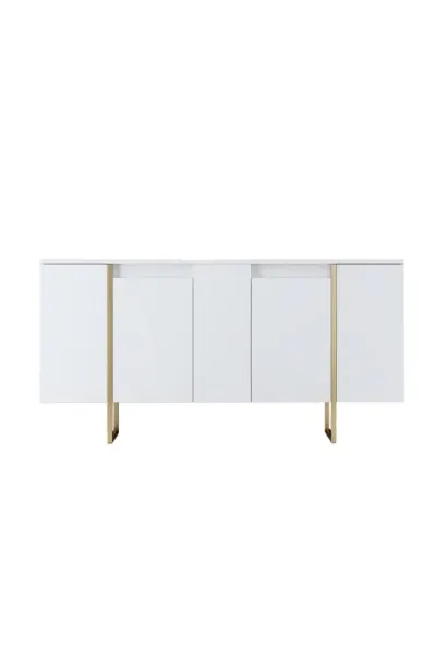 Comoda LUXE, alb + auriu, 160x35x80 cm