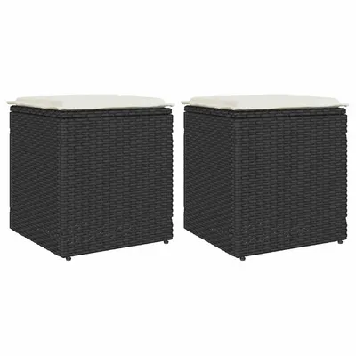 Gossi scaune de gradina cu perne 2 buc negru 40x40x43 cm poly ratan
