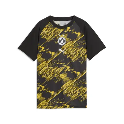 Tricou copii emblemă club model Aufwärmtrikot, negru și galben PUMA