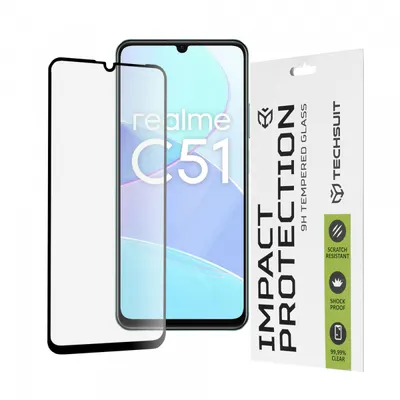 Folie de protectie Ecran Techsuit pentru Realme Note 50 / C51, Sticla Securizata, Full Glue, 111D, Neagra