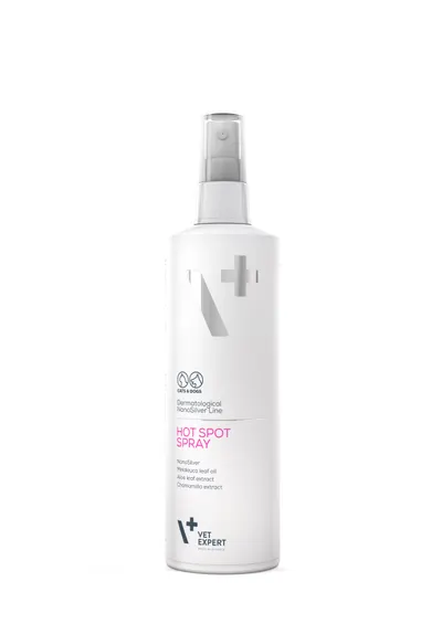 Spray pentru tratamentul leziunilor locale ale pielii la caini si pisici Vet Expert Nanosilver Hot Spot, 100 ml